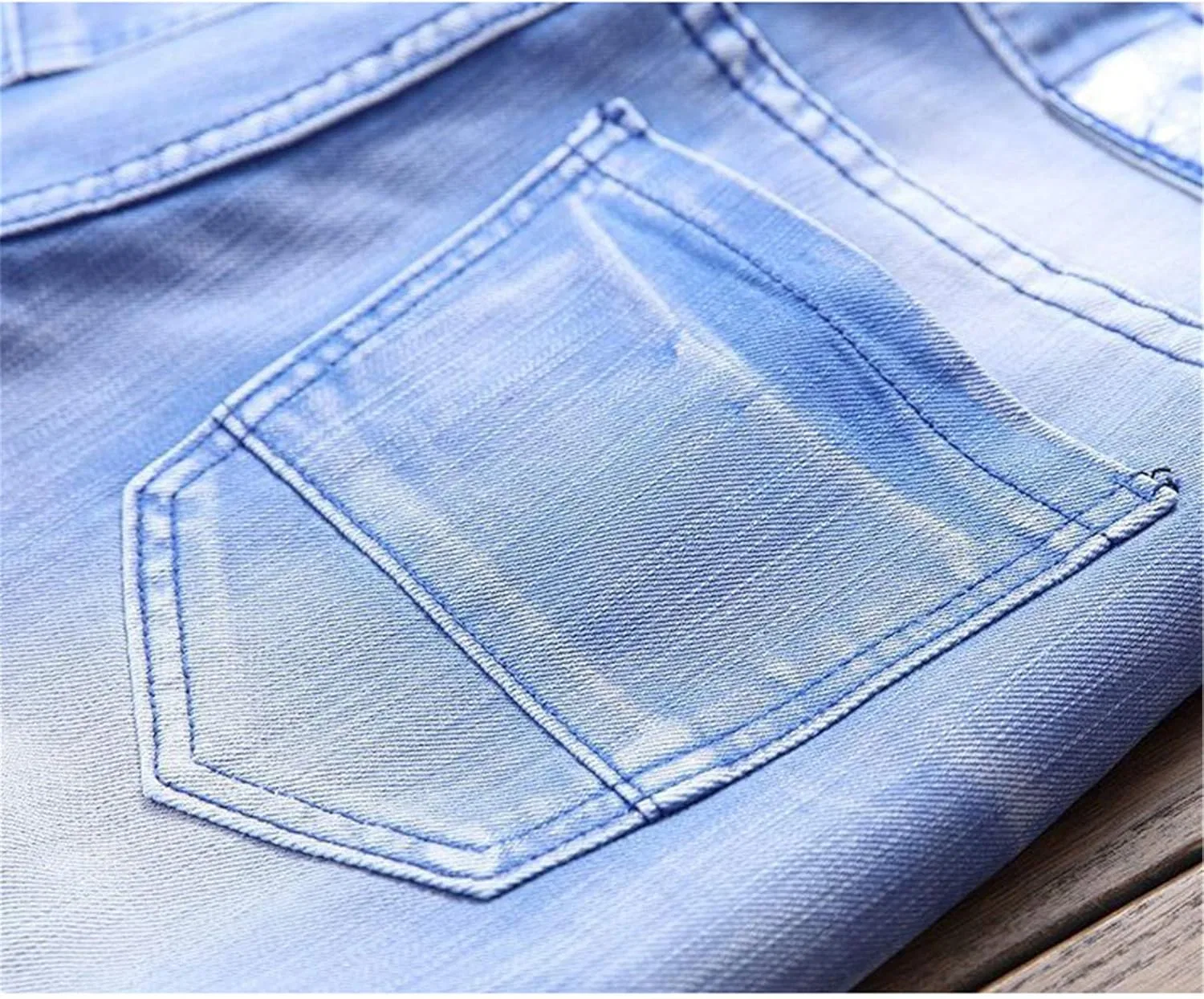 Джинсы Slim Fit с потертостями, синий — фото 4