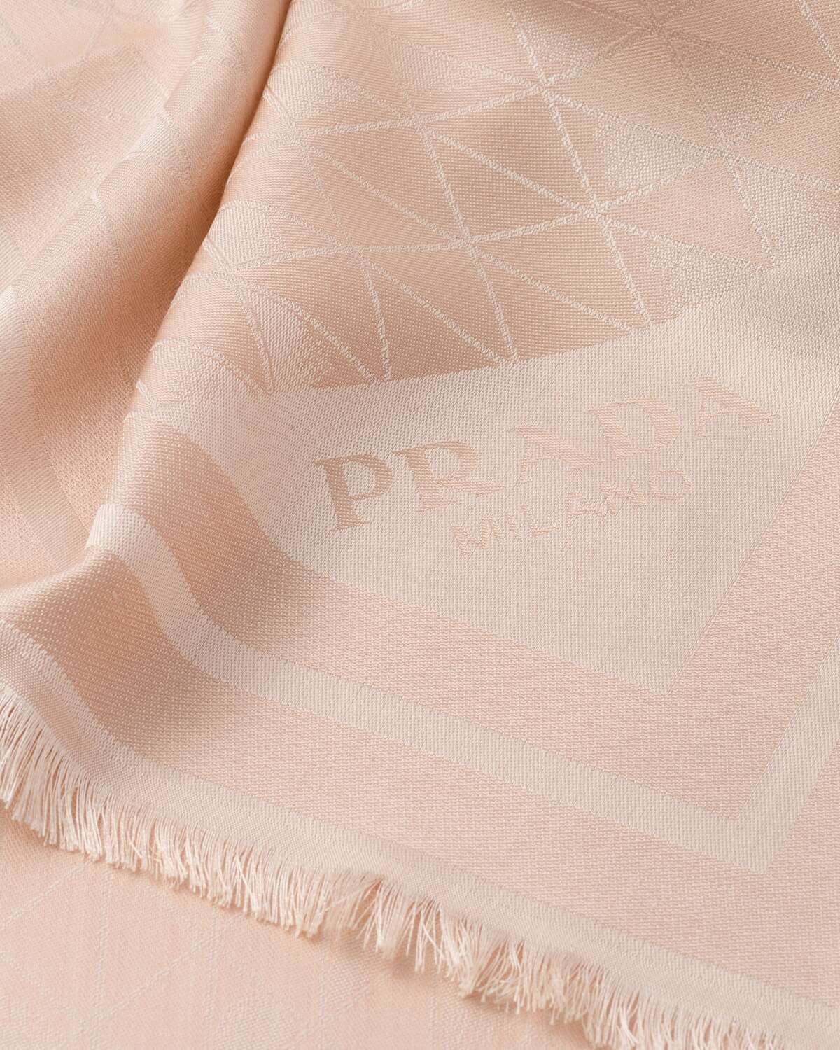 Жаккардовый шелковый и шерстяной платок Symbole Prada, водно-белый — фото 2