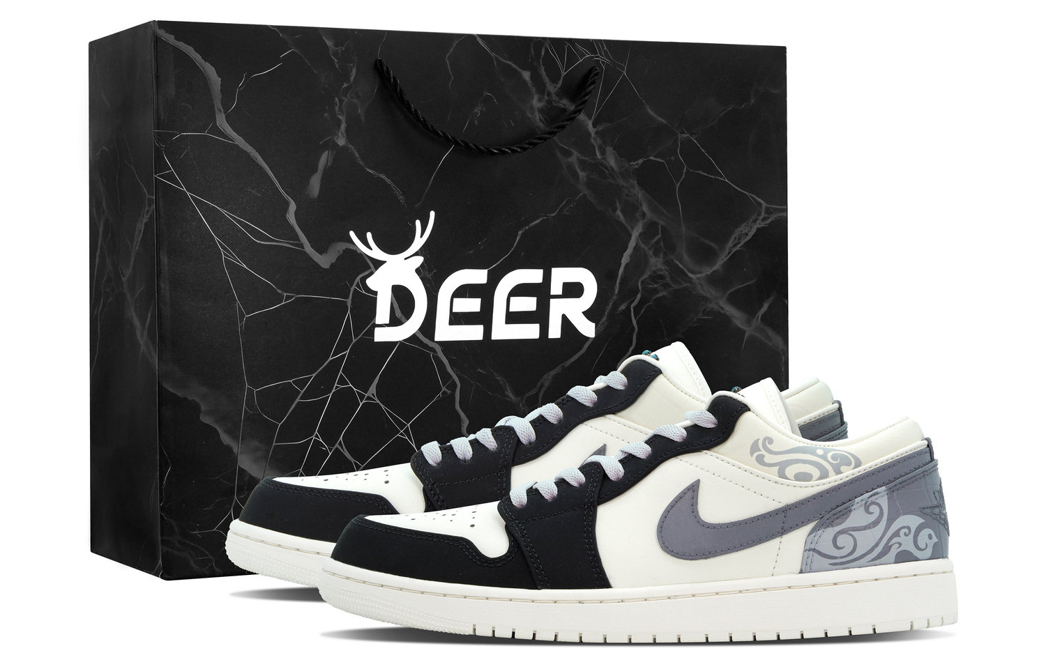 

Jordan Кроссовки Air 1 DEER Mountain Snow Abrasion Resistant Low top Vintage Basketball Shoes Men's Black Gray