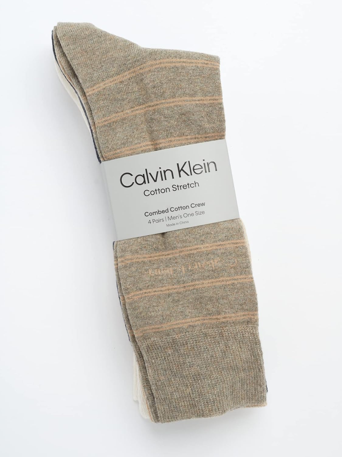 Мужские носки Calvin Klein под повседневную одежду - 4 пары мягких хлопковых носков длиной до щиколотки для мужчин, для повседневного делового и официального ношения, Tan Stripe — фото 2