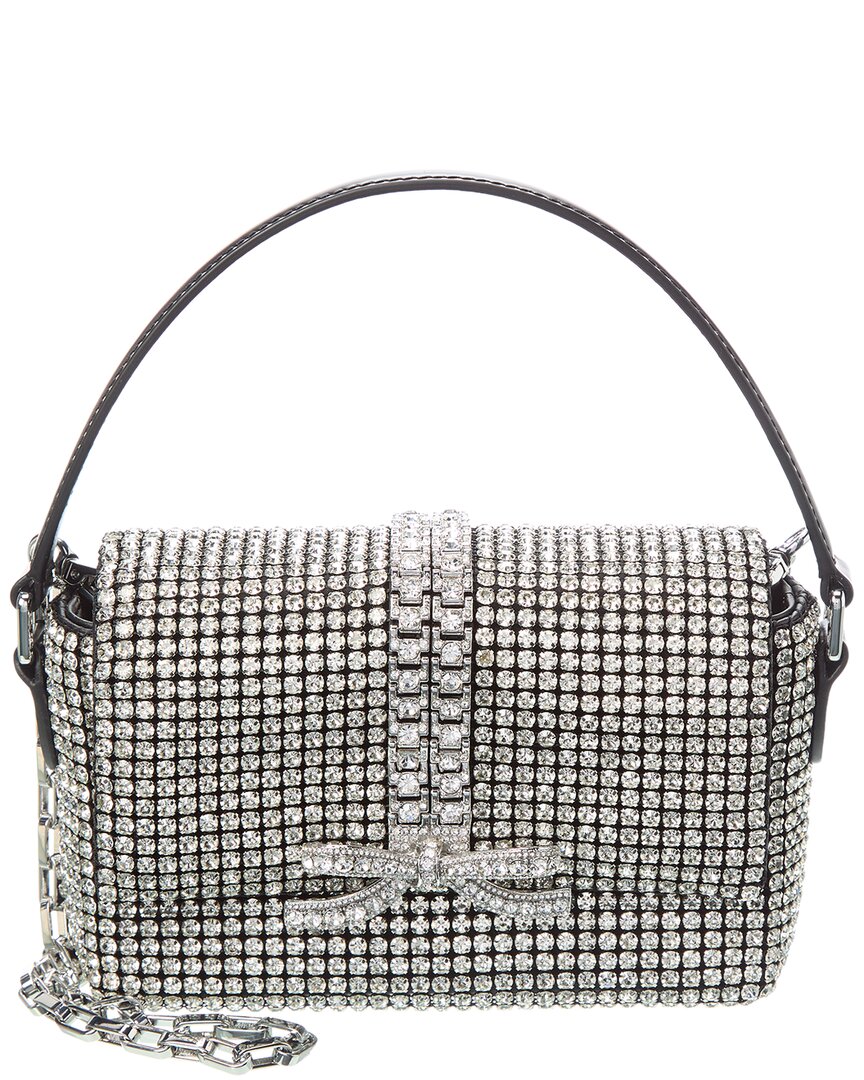 

Self-Portrait Стразовая кольчужная кожаная микросумка, серебряный
