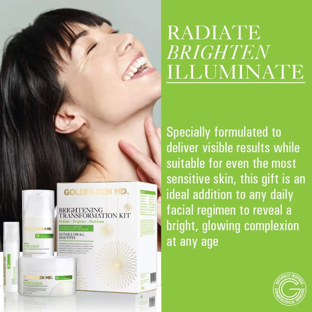 Набор для осветления кожи GOLDFADEN MD Brightening Transformation Kit | включает скраб-микродермабразию Doctors Scrub, очищающее средство Pure Start и крем для глаз Bright Eyes | 3 предмета Набор из 3 штук, Red — фото 2