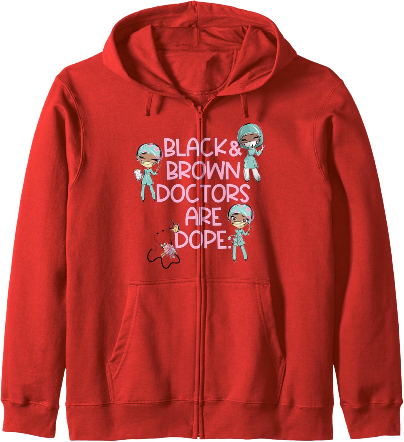 

Врачи афроамериканского и латиноамериканского происхождения - крутые врачи. Толстовка на молнии с надписью «Здоровье меланина» Black Doctor & Nurse Gifts Nyc, красный