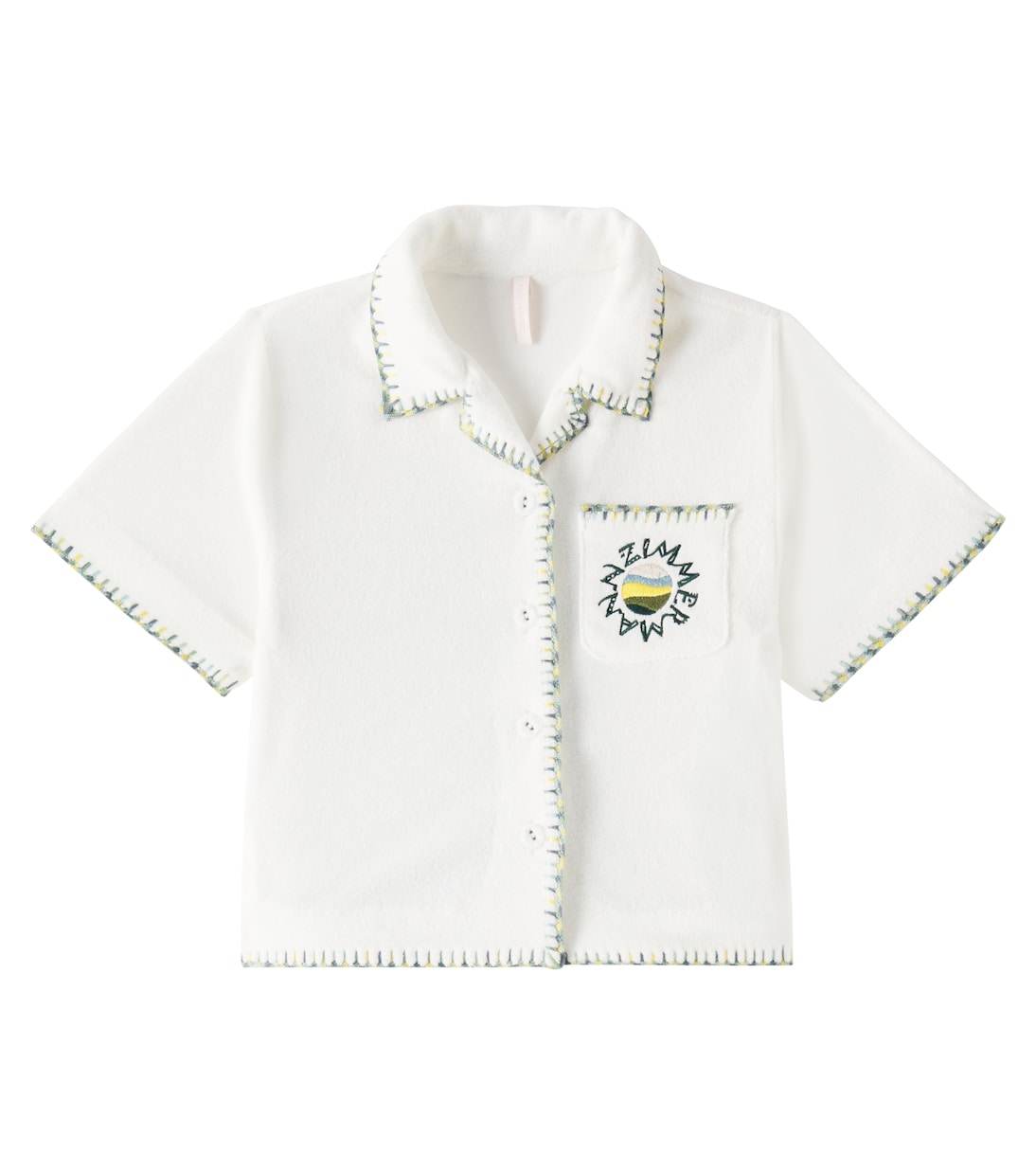 

Махровый топ из смеси хлопка и жира Zimmermann Kids, слоновая кость