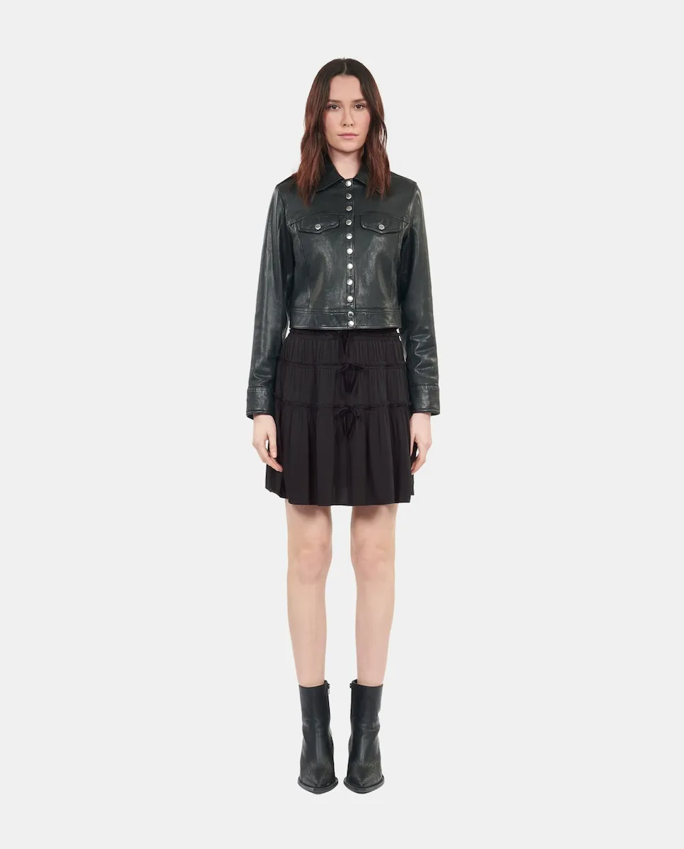 

Короткая юбка с декоративными бантами The Kooples, черный