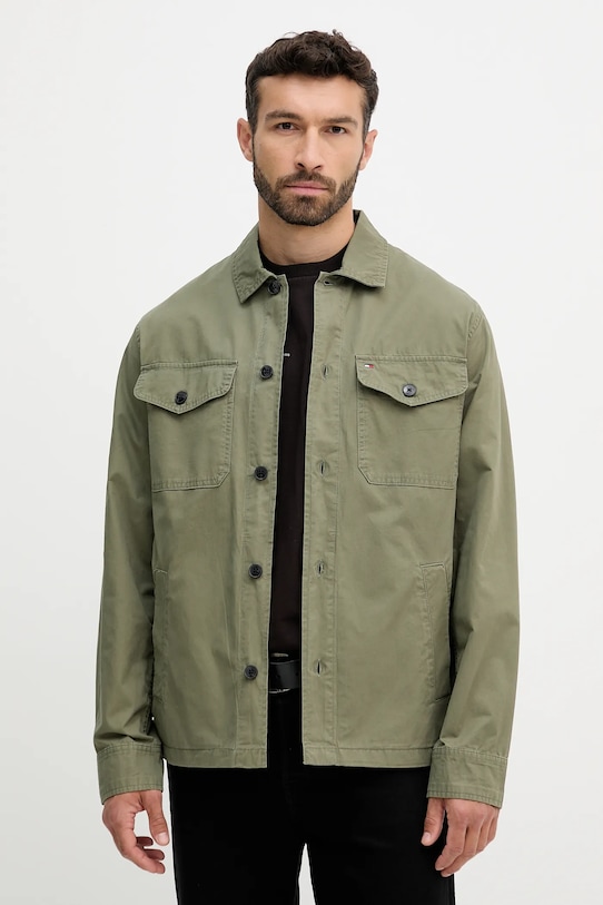 

Хлопковая рубашка-куртка Tommy Hilfiger, зеленый