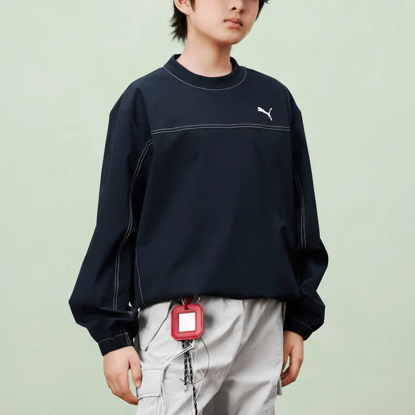 Детский свитшот с круглым вырезом тонкий PUMA, синий tone 00388 — фото 4