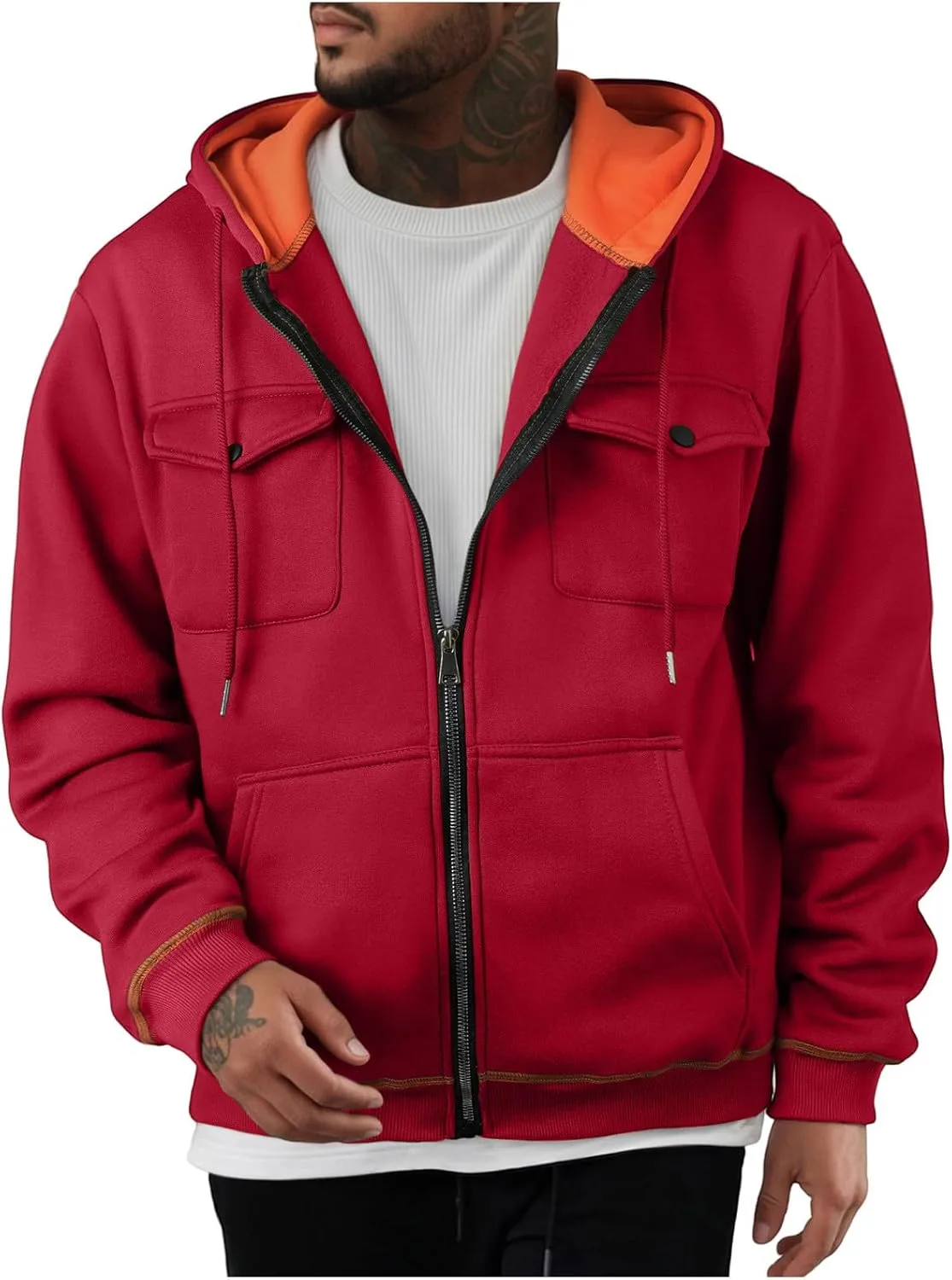 

Мужская толстовка с капюшоном на молнии, флисовая, тактическая, с карманами