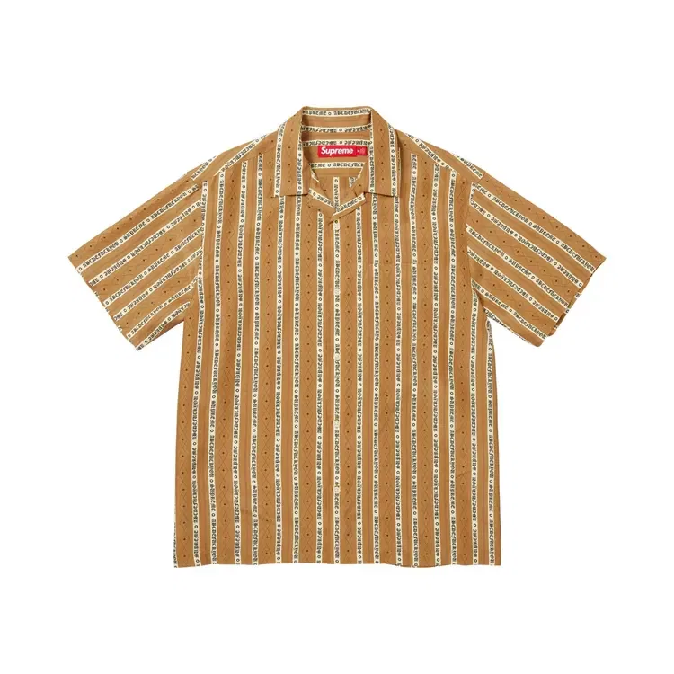 Шелковая рубашка с коротким рукавом Supreme Old English Stripe, золотистый