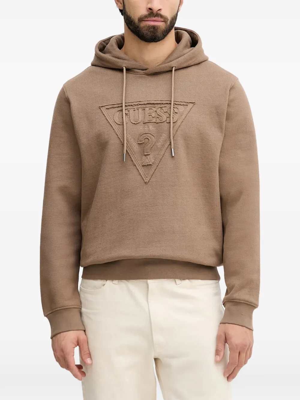 

Свитер с капюшоном и логотипом Guess Usa, коричневый