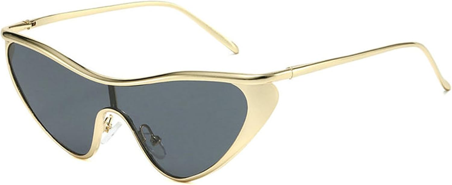 

Солнцезащитные очки Willochra «Кошачий глаз» для женщин, металлические треугольные солнцезащитные очки, модные женские солнцезащитные очки-щитки UV400, черные, цельные очки, C1