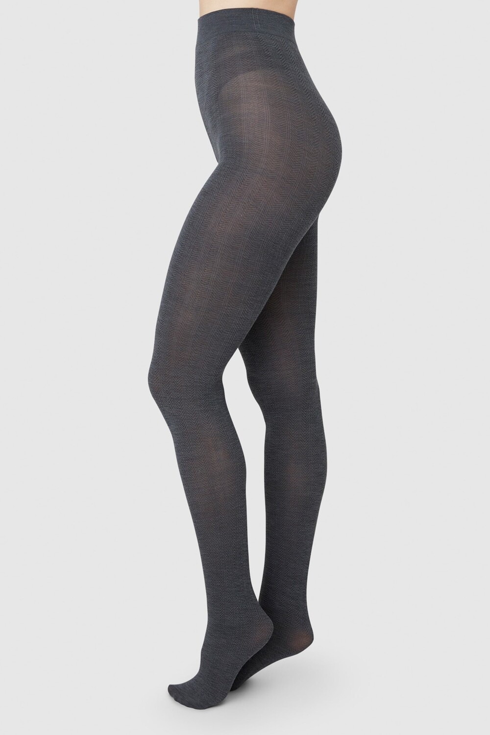

Шерстяные колготки Ylva с рыбьими косточками Swedish Stockings, серый