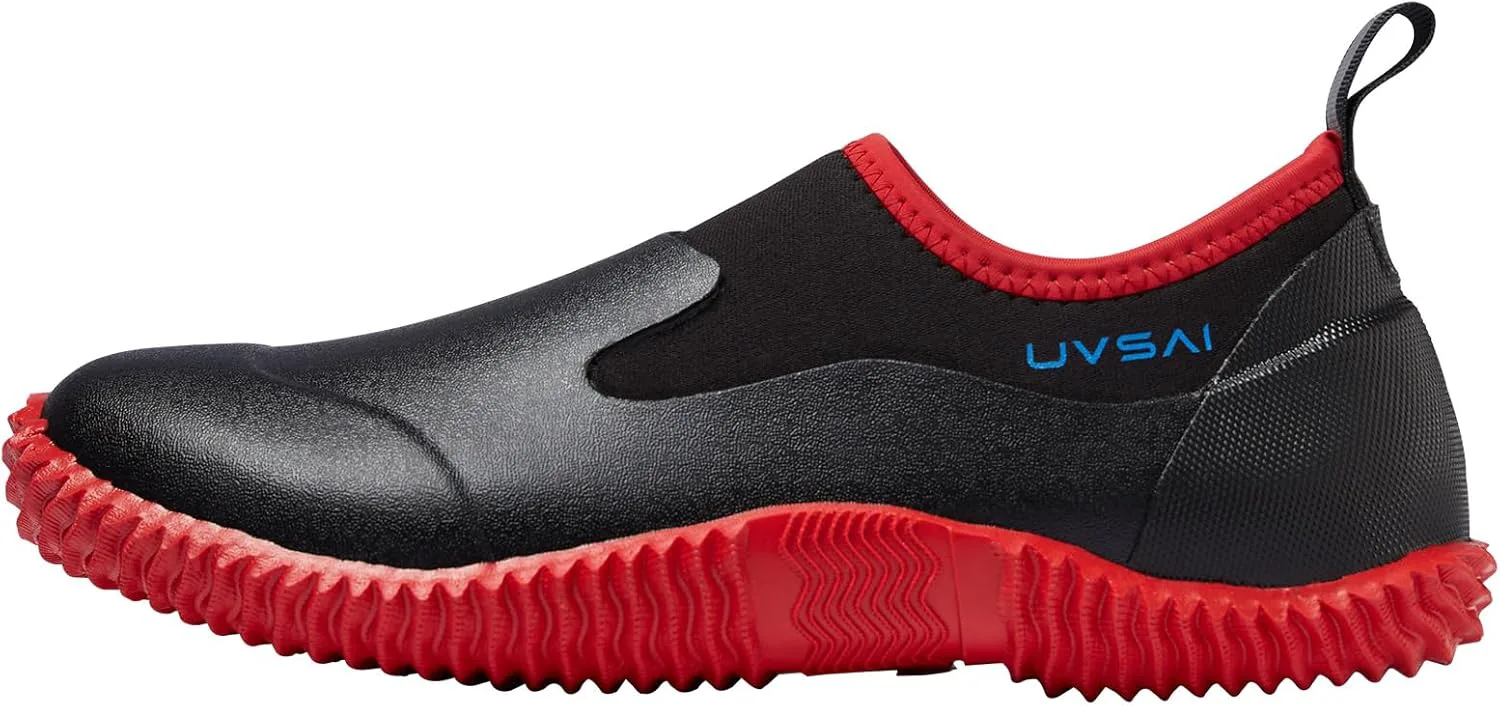 

Мужские водонепроницаемые садовые ботинки-дождевики, слипоны для садоводства, фермерства, кемпинга, ухода за газоном и работы во дворе UVSAI, черный/красный