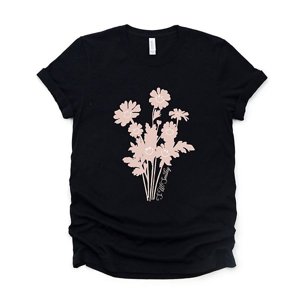 

Футболка с принтом SWSmiley pink flower silohuette Simply Sage Market, Black