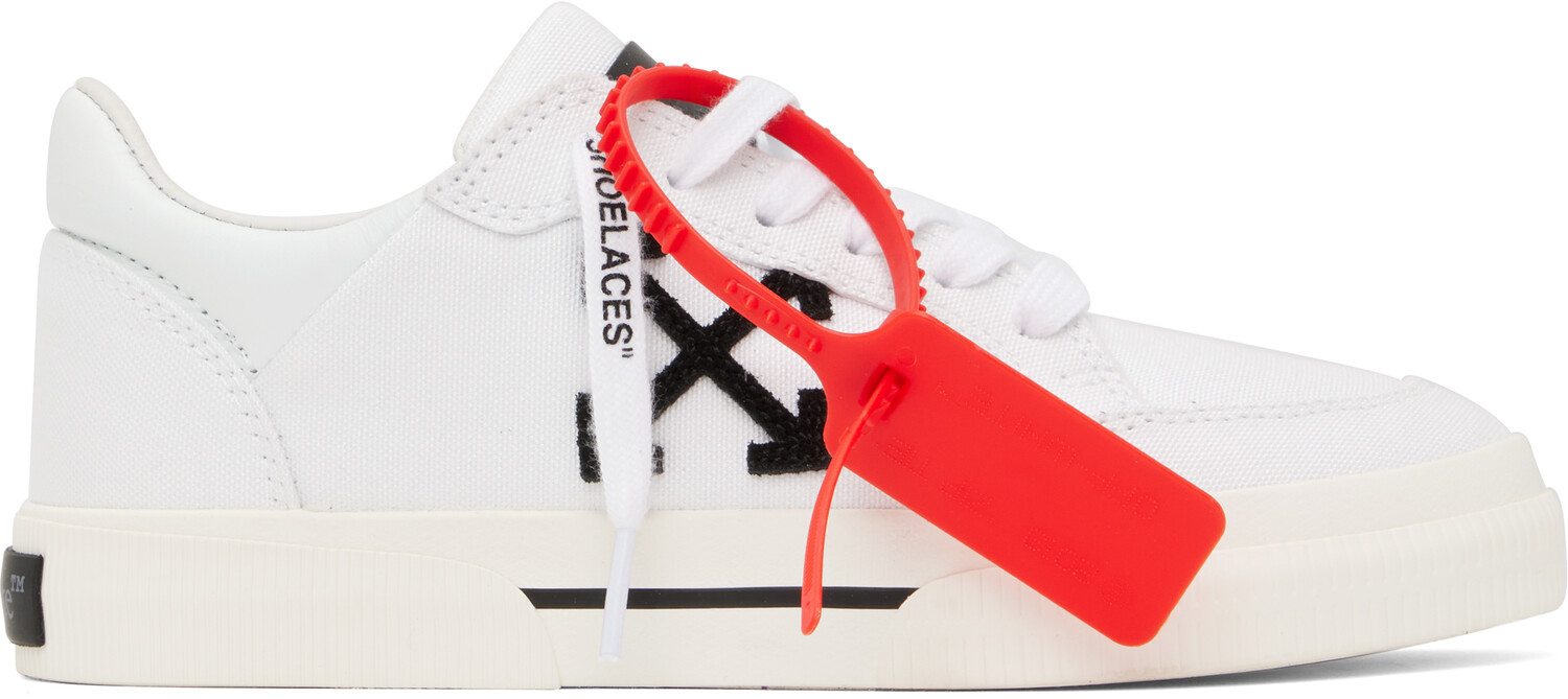 

Белые новые низкие кроссовки из вулканизированного холста Off-White, белый/черный