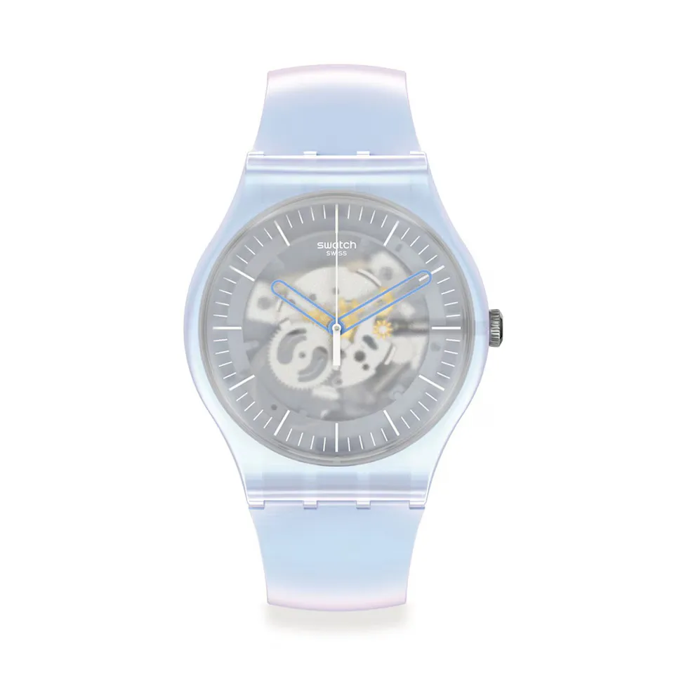 

Часы с цветочным экраном и синим силиконовым ремешком Swatch