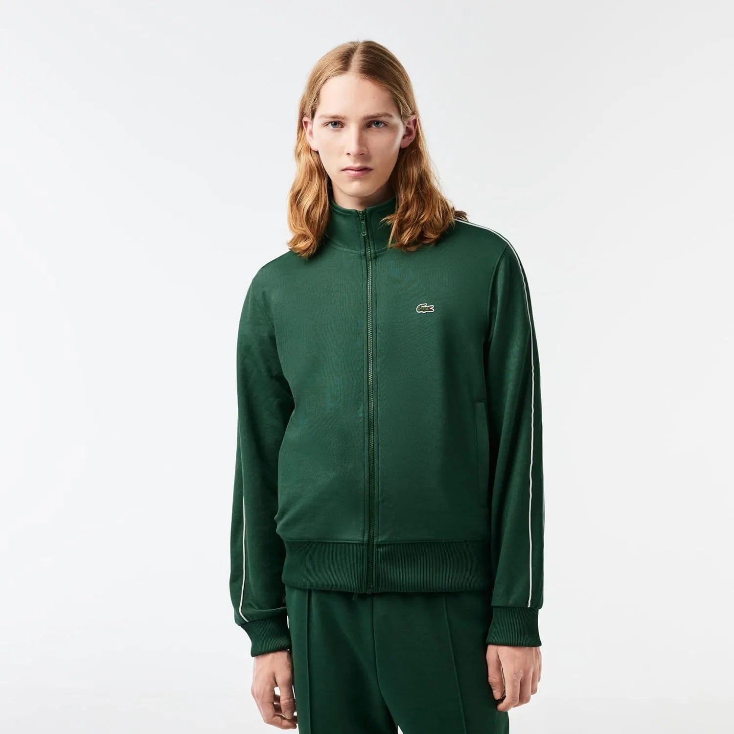 Мужская спортивная куртка Lacoste Paris pique на молнии, спереди, синий — фото 2