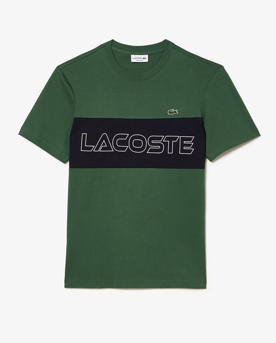 

Футболка стандартного кроя с принтом колор-блок. Lacoste, темно-зеленый