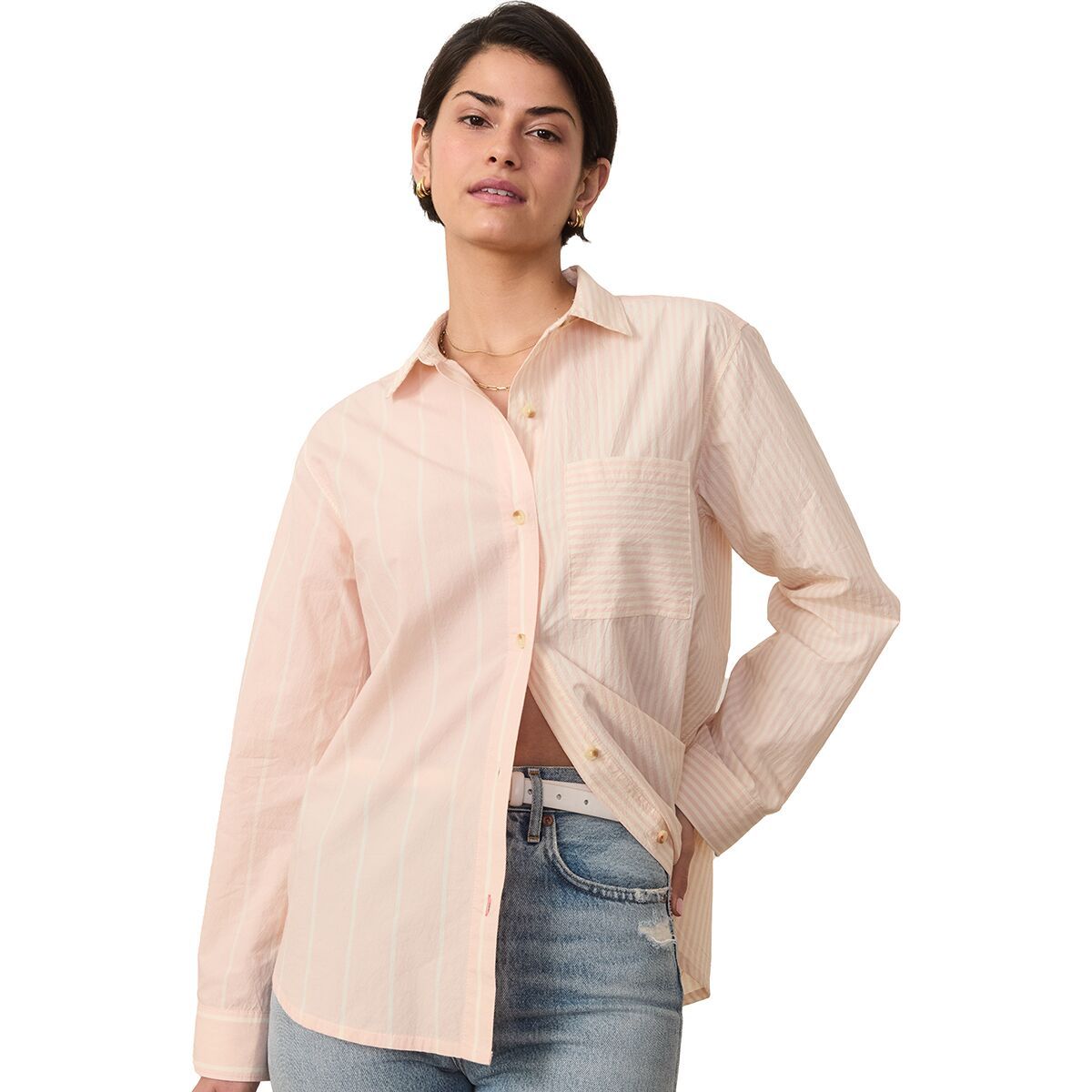 

Эбби поплин полоска микс рубашка Marine Layer, цвет blush stripe