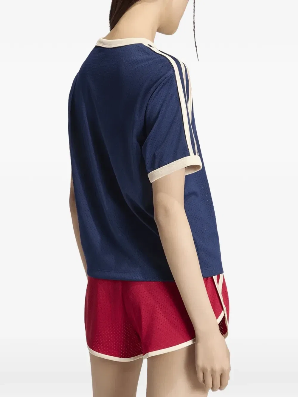 Футболка из сетчатой ткани с логотипом Adidas, синий — фото 2