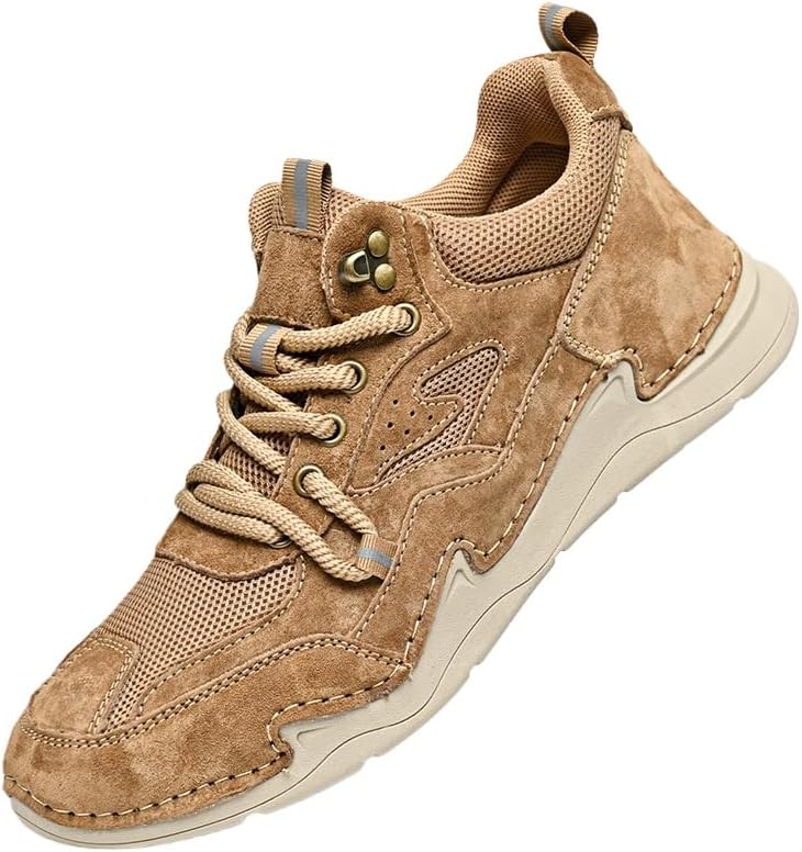 

Большие мужские спортивные ботинки с высоким верхом - удобные повседневные ботинки с амортизацией, противоскользящей подошвой, мягкими материалами и шнуровкой Fmshi, коричневый