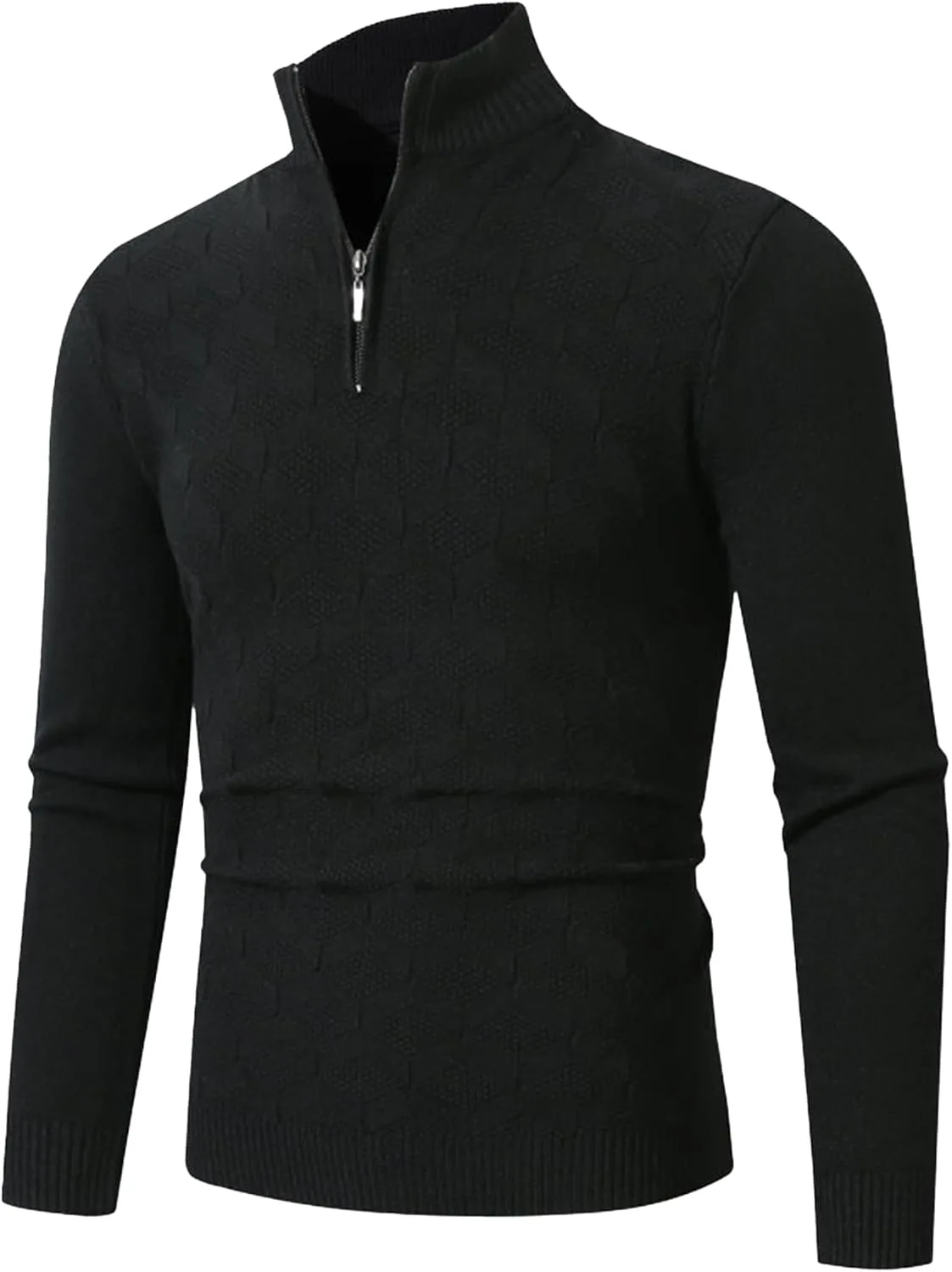 

Мужской свитер Slim Fit с длинным рукавом и молнией QOAAIE