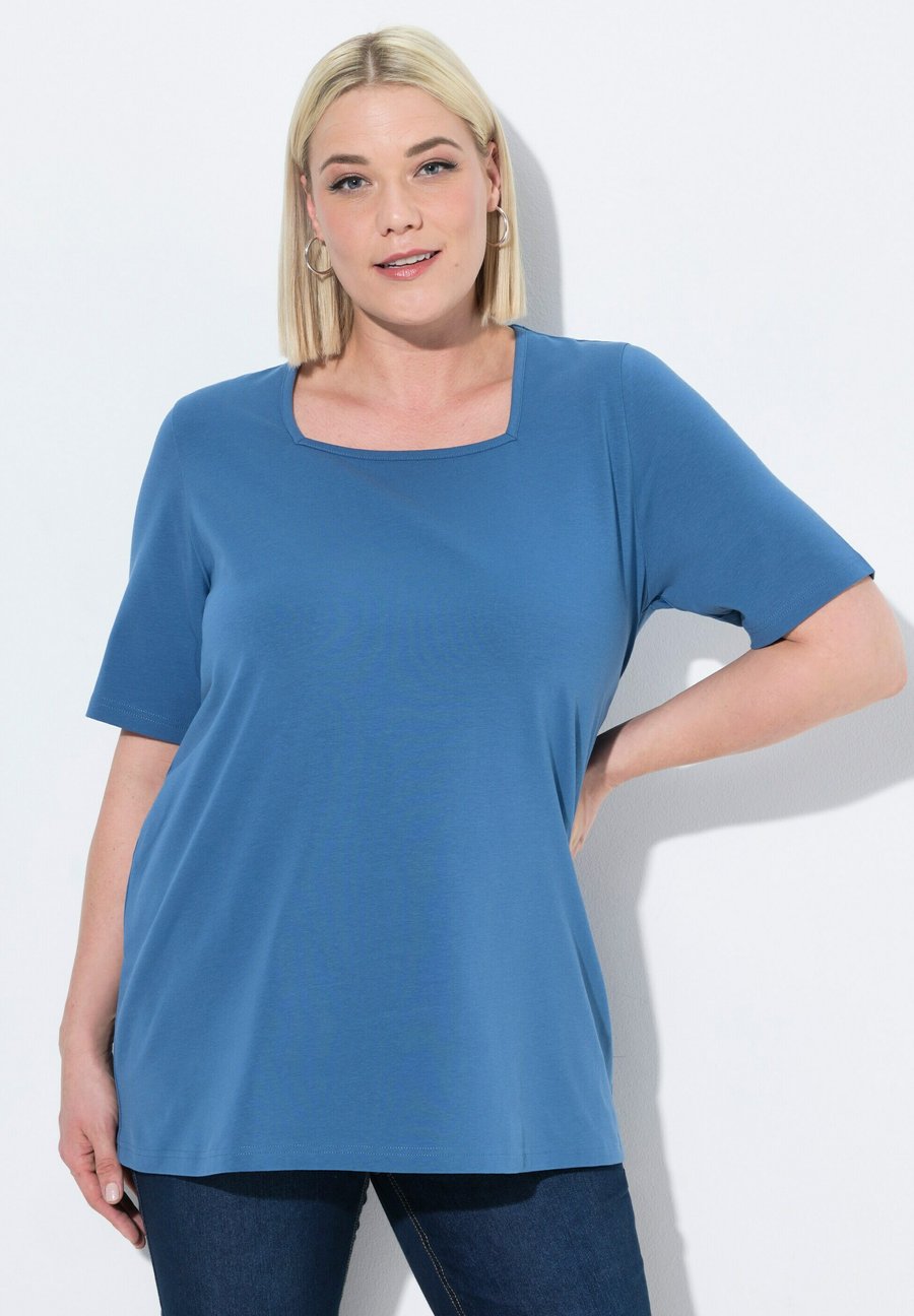 

Футболка Ulla Popken CARREE-AUSSCHNITT, Blue Denim, Синий, Футболка Ulla Popken CARREE-AUSSCHNITT, Blue Denim