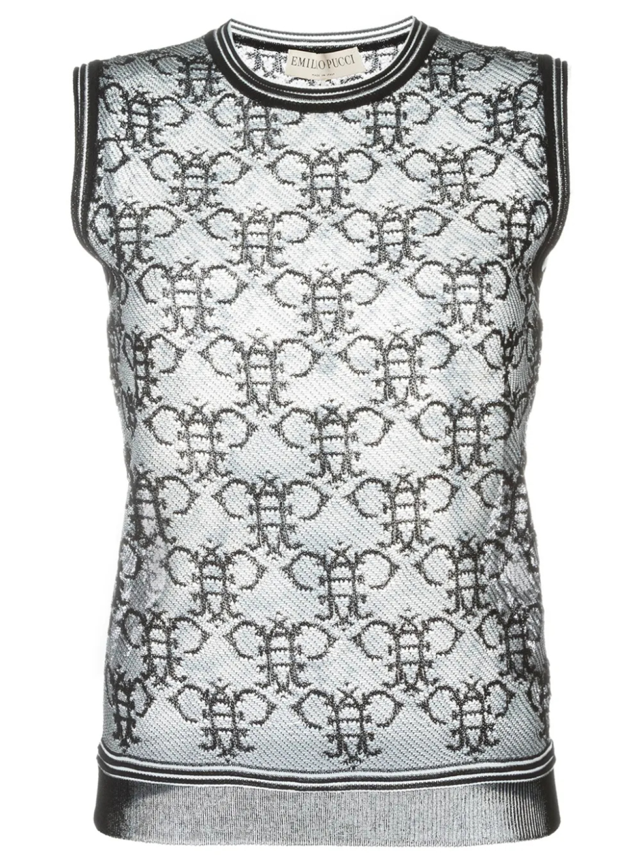 

PUCCI прозрачный топ с логотипами, черный