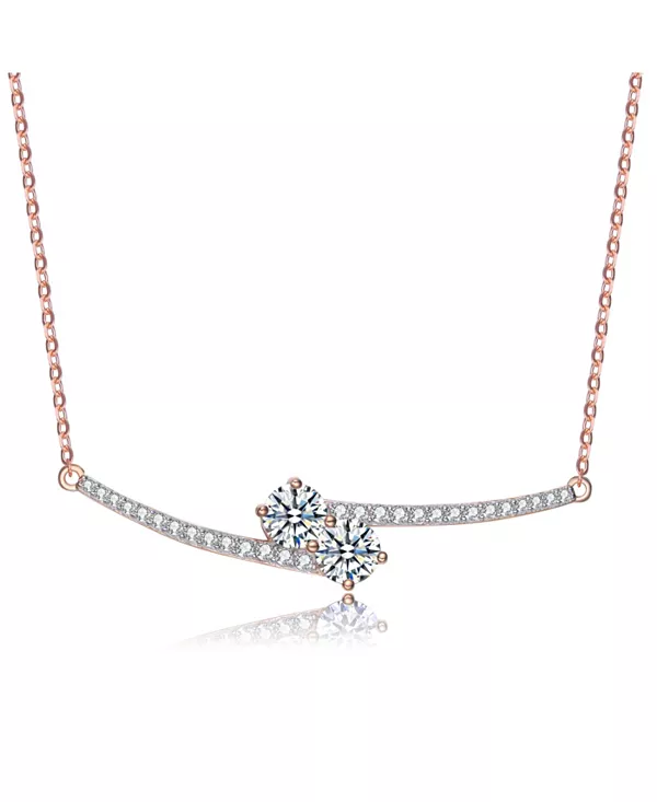 

Ожерелье из двух стержней из стерлингового серебра с прозрачными кубическими цирконами Genevive, pink