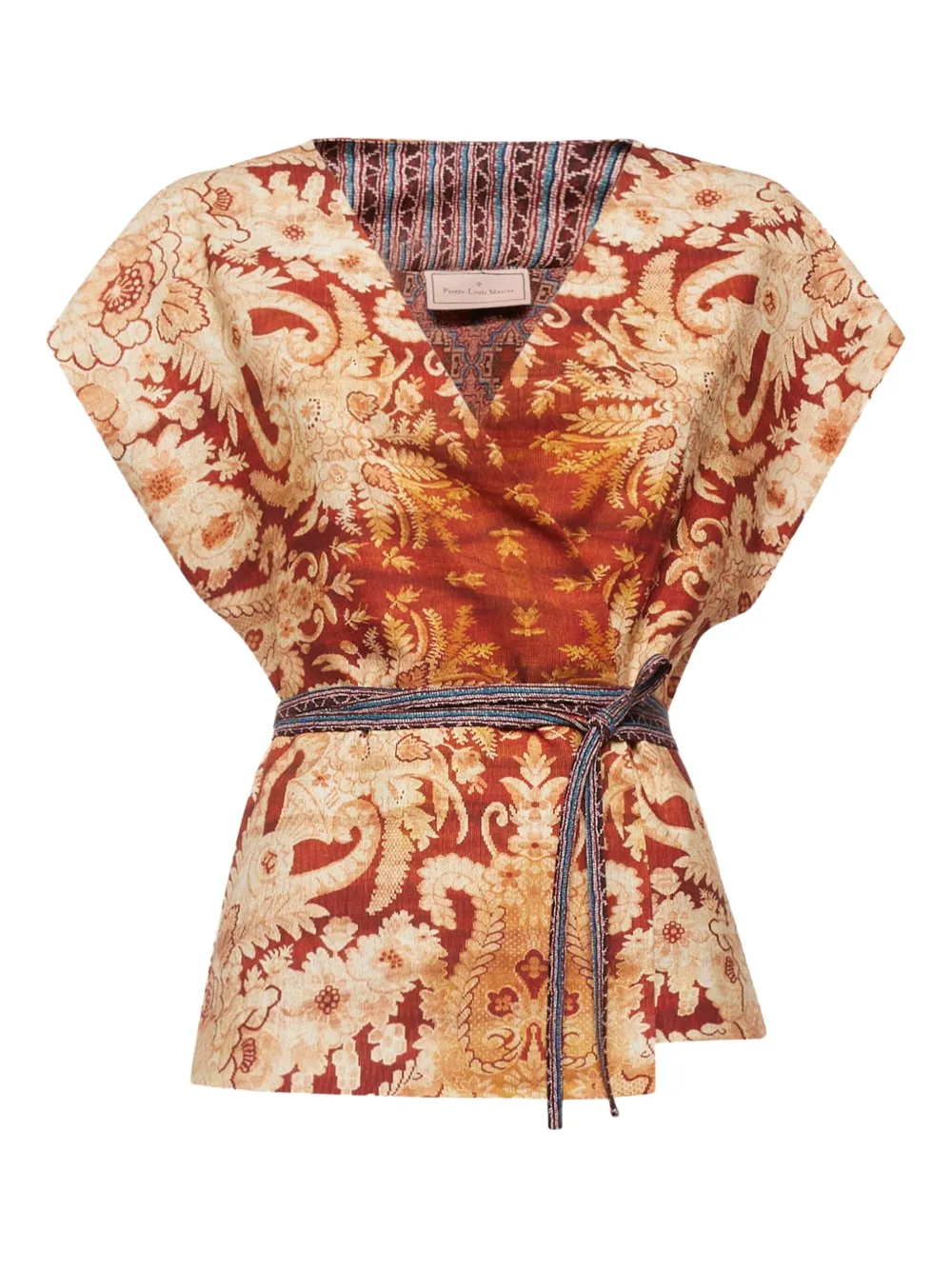 

Топ с цветочным узором и V-образным вырезом Pierre-Louis Mascia, красный