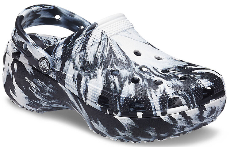 Сабо Crocs Classic Platform Marbled Clog 'Black White' Women's — фото 3