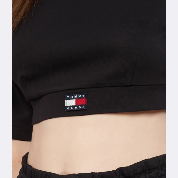 Укороченная футболка Tjw sp crp xs со значком с воротником-стойкой Tommy Hilfiger, черный — фото 4