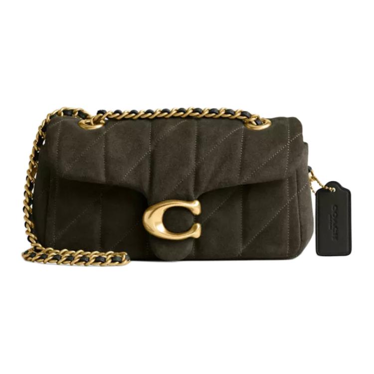 

COACH Сумка кросс-боди из замши и гладкой кожи малая женская латунь и олива