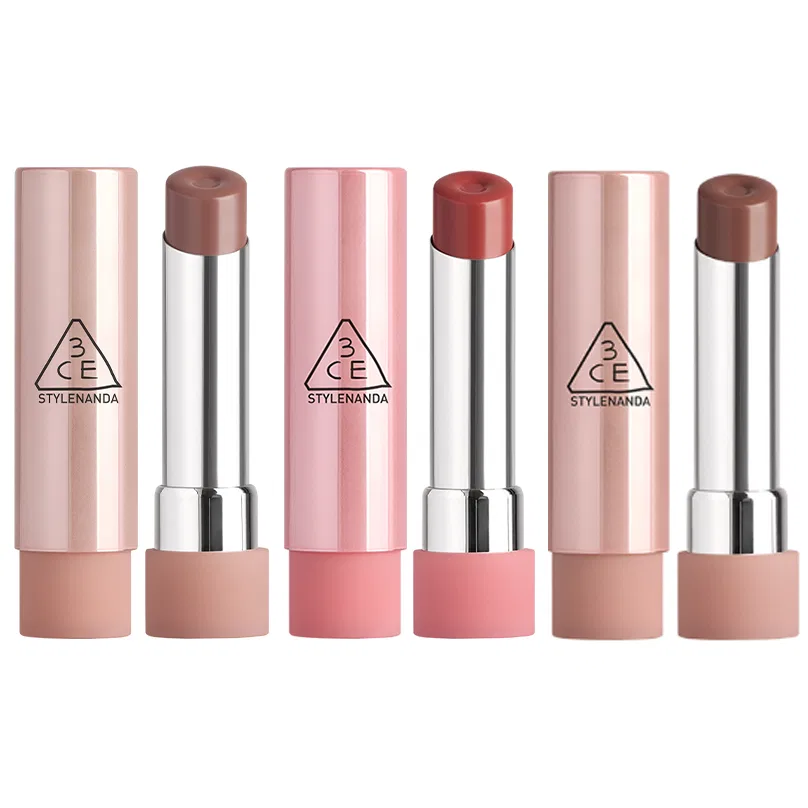 Набор бальзамов для губ 3CE Glazed Complexion Lip Balms, 3 шт, оттенки нюд, розовый, коричневый — фото 3