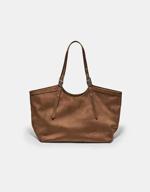 

Сумка-шоппер Stradivarius терракотового цвета с мини-пряжкой