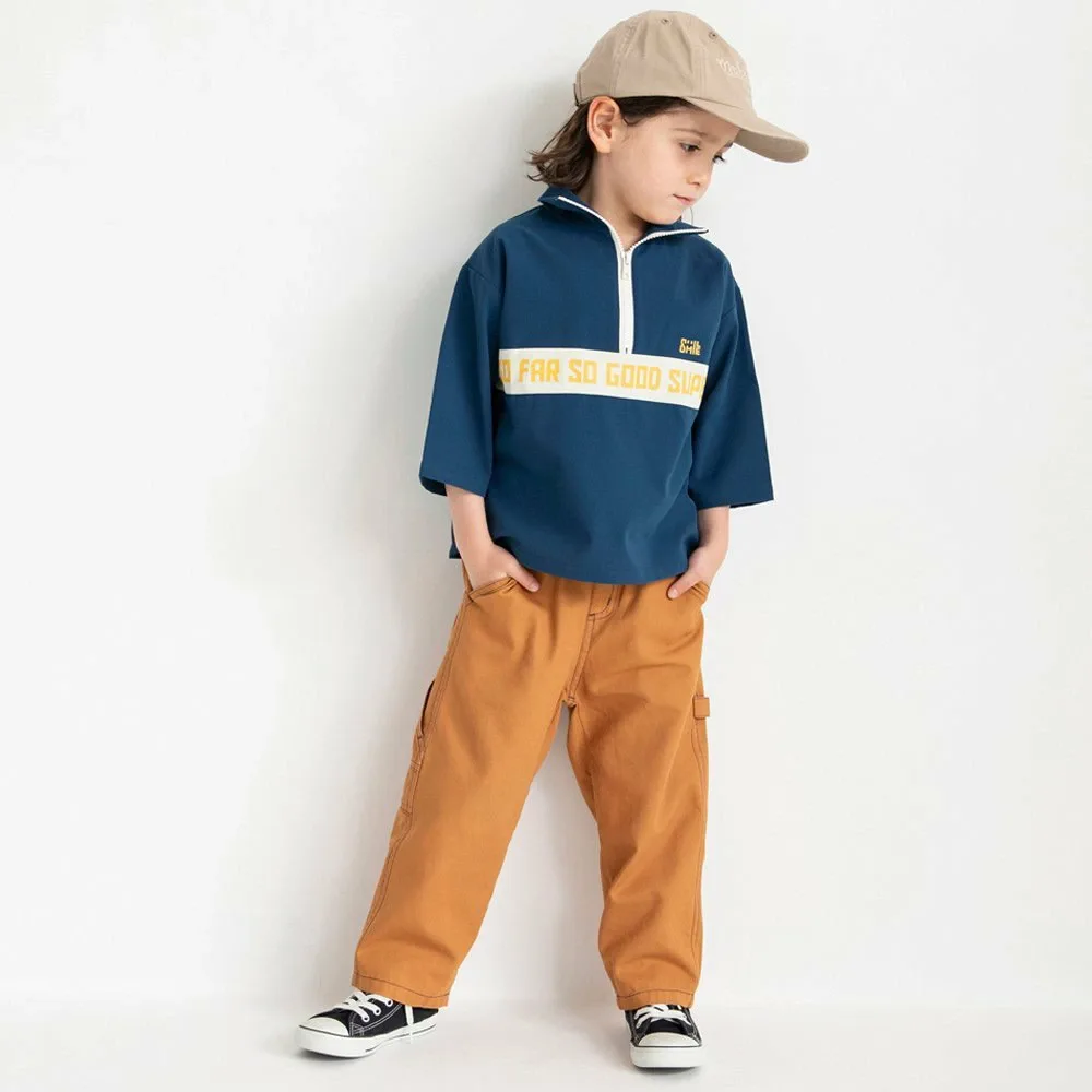 Футболка с рукавами 3/4 и молнией до середины груди [Dry Mesh] Branshes, Navy blue — фото 4