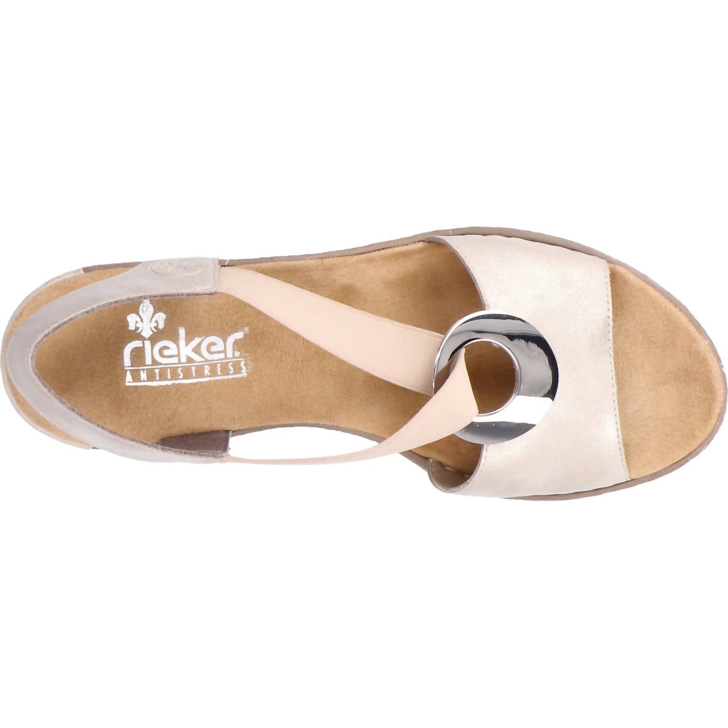Women's Fanni Faux Leather Back Strap Sandal In Muschel/cream RIEKER — фото 3
