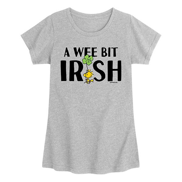 

Футболка с принтом Peanuts Woodstock A Wee Bit Irish для девочек 7-16 Licensed Character, Heather Gray
