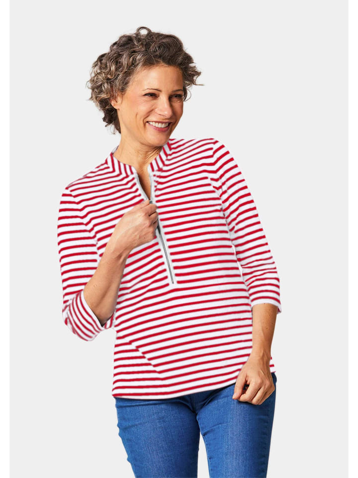 

Полосатая рубашка: спортивная удлиненная полосатая рубашка белого, красного и полосатого цветов. GOLDNER