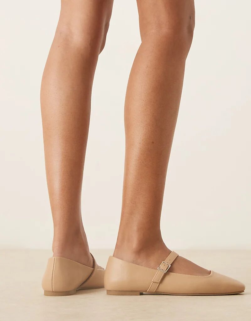 Балетки Lottie Mary Jane широкого кроя ASOS DESIGN бежевого цвета — фото 2