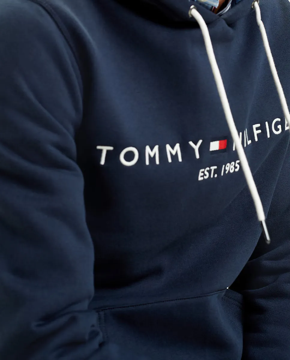 Синяя мужская толстовка с капюшоном Tommy Hilfiger, темно-синий — фото 2