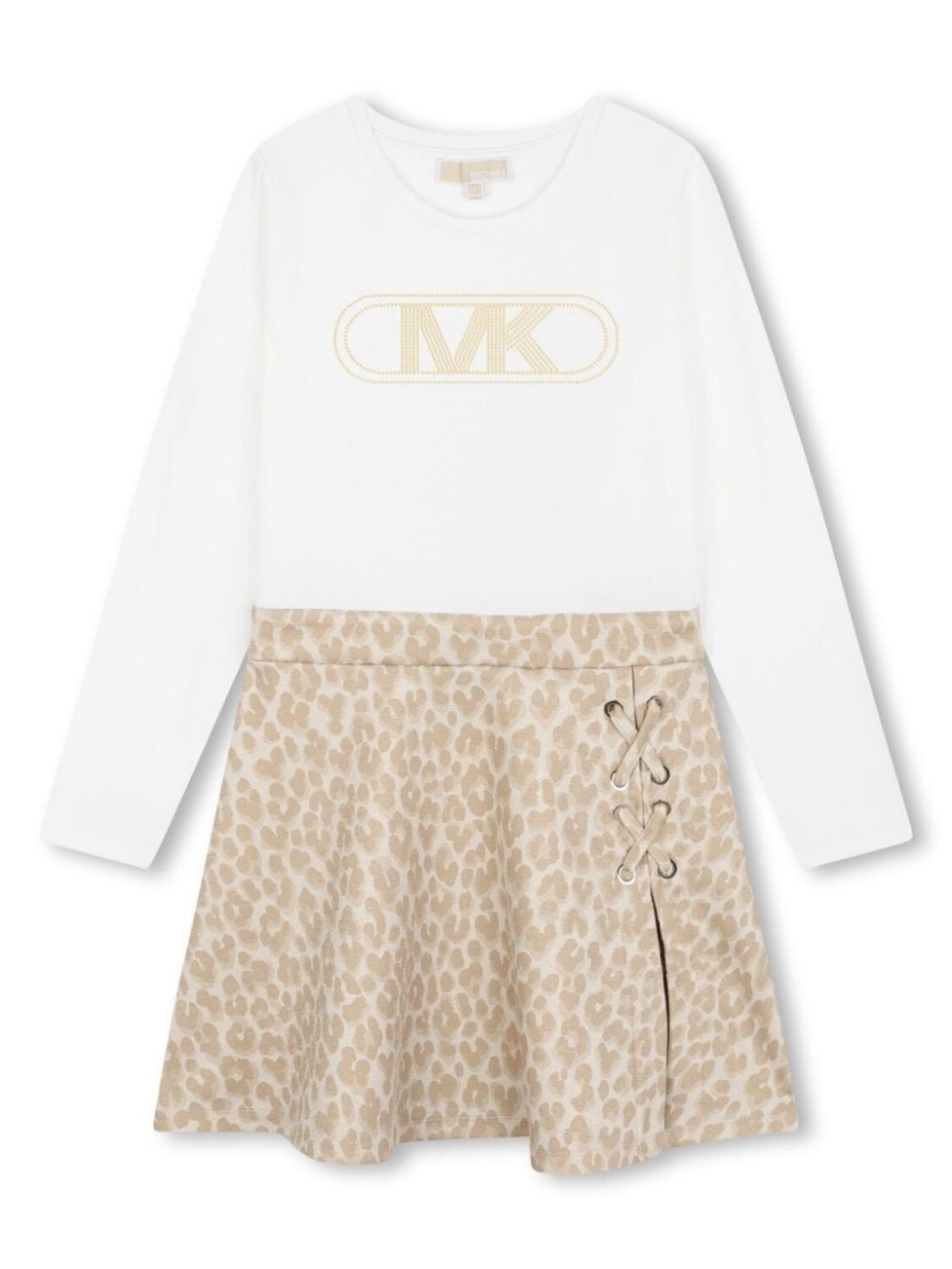 

Michael Kors Kids платье с длинными рукавами и леопардовым принтом, белый
