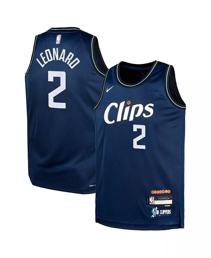 

Джерси Big Boys Kawhi Leonard Navy LA Clippers 2023/24 Реплика Swingman - City Edition Nike, синий