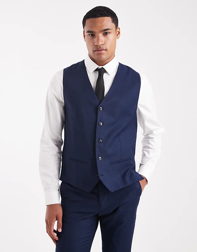 

Жилет Jack & Jones облегающего кроя из шерстяной смеси темно-синего цвета