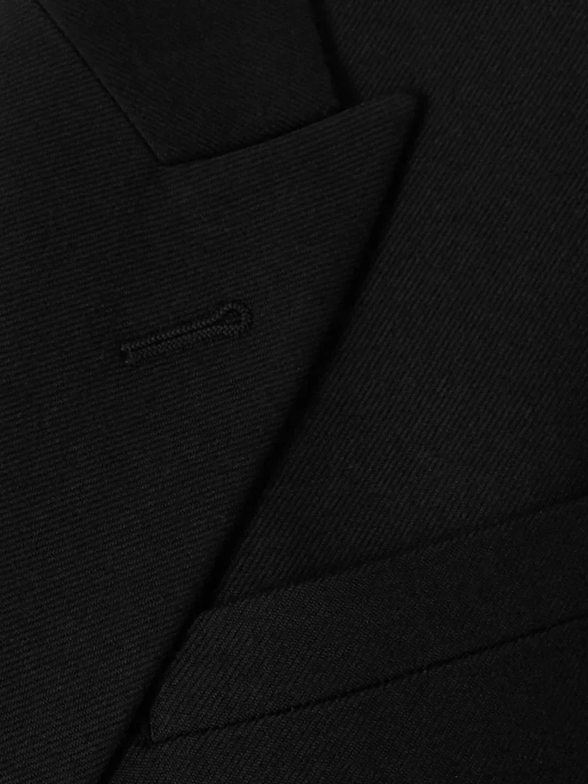 Двубортный пиджак из шерстяного габардина SAINT LAURENT, черный — фото 4