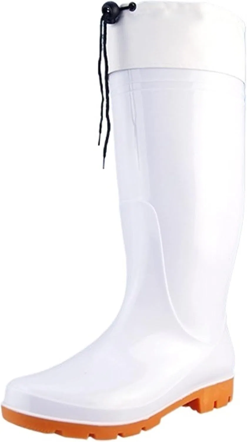 Ботинки Kniehohe Regenstiefel for Herren, rutschfest, for die Küche, wasserdicht, Wasserschuhe, Gummistiefel, Übergröße Für Industrie Handwerk ZIHDKE, White02