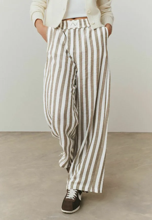 Наденьте широкие брюки Next, Ecru Brown Stripe — фото 3