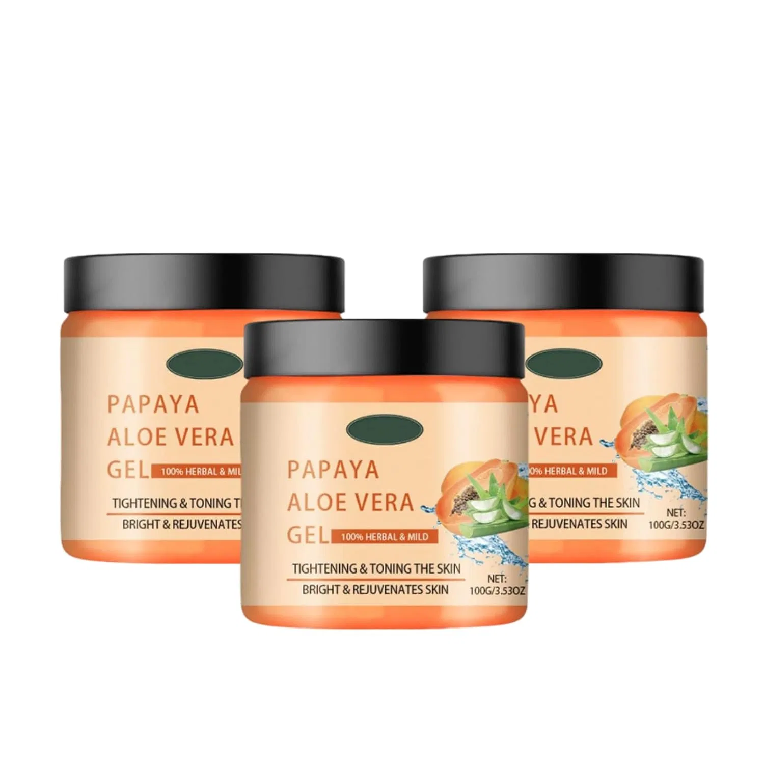Натуральный гель для лица с папайей и алоэ вера 100 г (3 шт.) Generisch, 3Pc