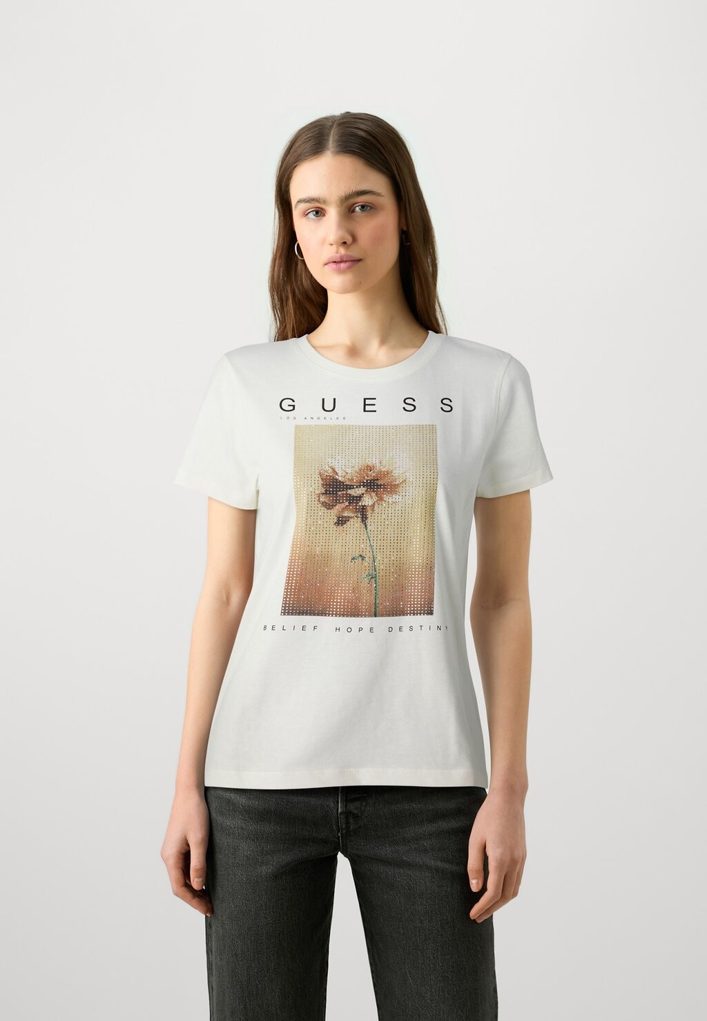 

Футболка с набивным рисунком PICTURED STRAS Guess, кремовый