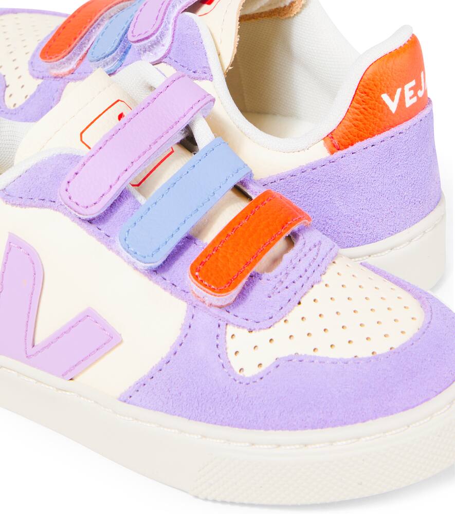 Кроссовки кожаные с отделкой из замши Veja Kids, Cashew_Multico-Orchid — фото 4